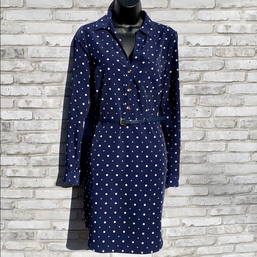 🖤 Navy Polka Dot Shirt Dress 🖤